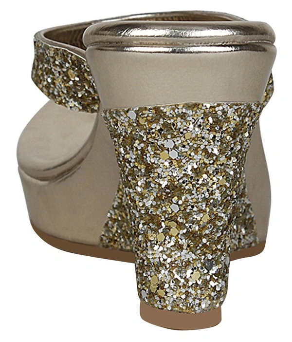 Stepee Golden Fancy Platform wedges gola Slipper- 6 Pair set - Golden