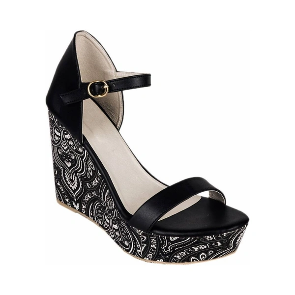 Stepee Black Back covered Platform wedges gola sandal - 6 Pair set - Black