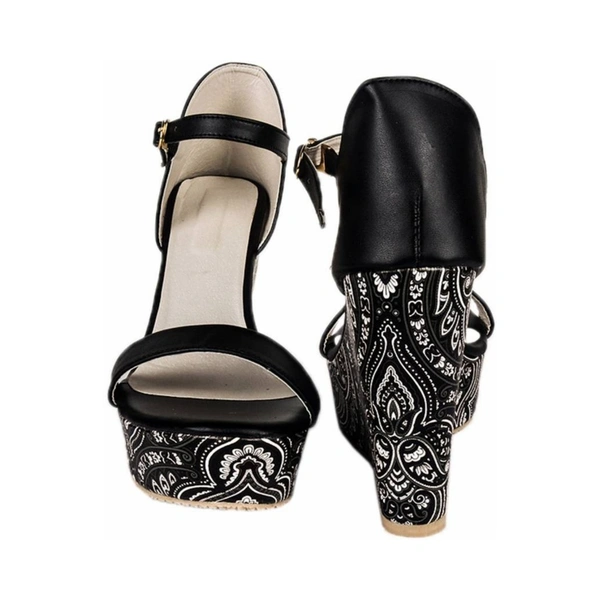 Stepee Black Back covered Platform wedges gola sandal - 6 Pair set - Black