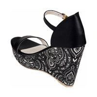 Stepee Black Back covered Platform wedges gola sandal - 6 Pair set - Black