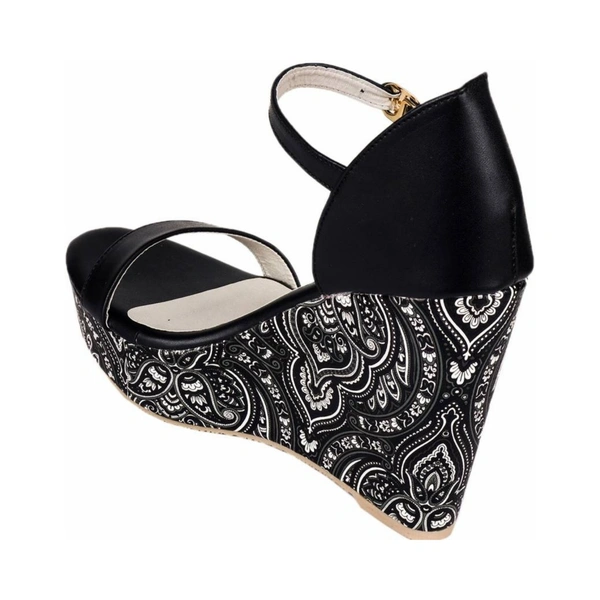 Stepee Black Back covered Platform wedges gola sandal - 6 Pair set - Black