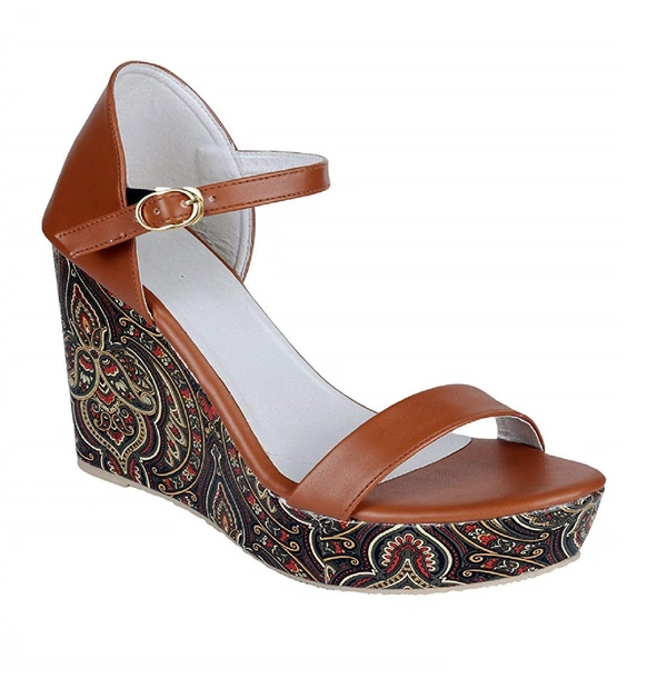 Stepee TAn Backcovered Platform wedges gola sandal - 6 Pair set - Tan