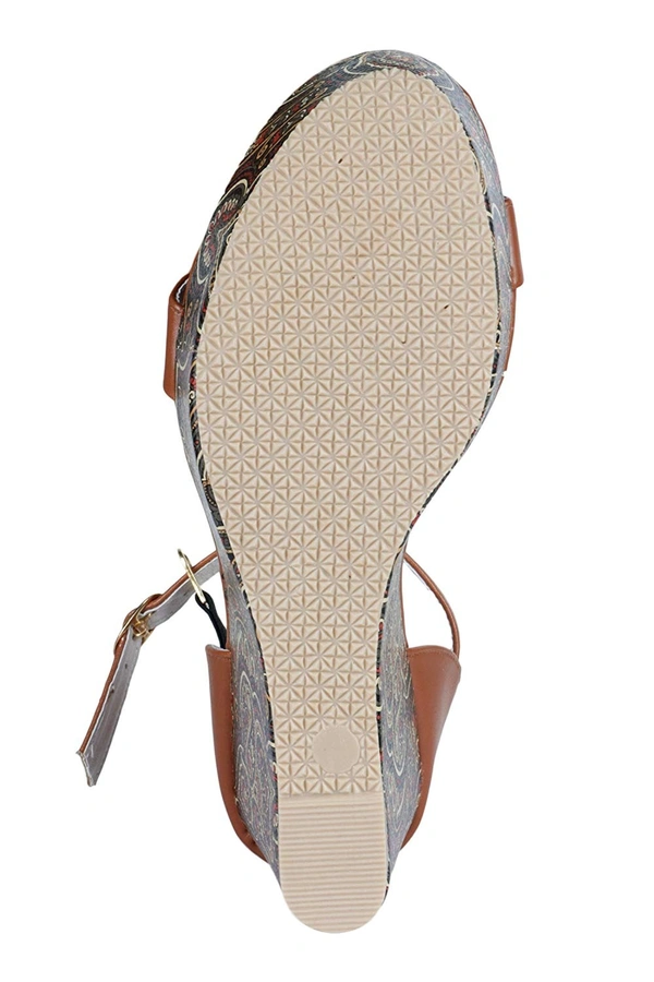 Stepee TAn Backcovered Platform wedges gola sandal - 6 Pair set - Tan