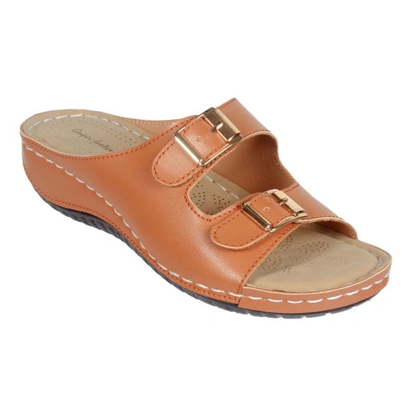 Doctor Slipper wityh Double buckle style for women - Tan