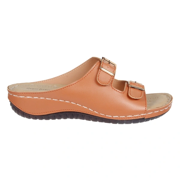 Doctor Slipper wityh Double buckle style for women - Tan