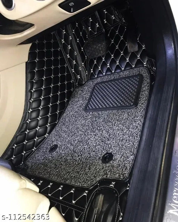 Super Luxury Car floor 7D mat for FORTUNER - Free size, Black, New, Leather