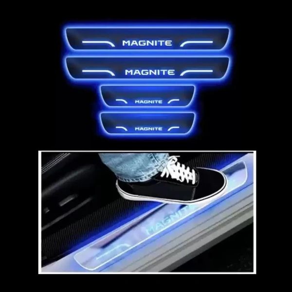 Motowav goshop Blue Sill Plate Premium Glass Finishing Foot Step Sill Plate Nissan Magnite Car Fancy Lights (Blue) - Free Size, Blue, New, Plastic