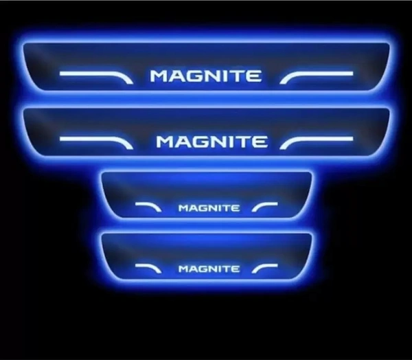 Motowav goshop Blue Sill Plate Premium Glass Finishing Foot Step Sill Plate Nissan Magnite Car Fancy Lights (Blue) - Free Size, Blue, New, Plastic