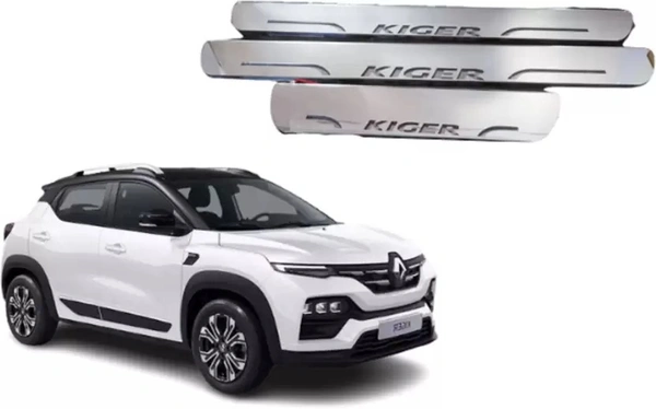 Motowav Blue Sill Plate with Mirror Finish Foot Step Compatible for Renault Kigar Car Fancy Lights (Blue) - FREE, Blue, New, Plastic