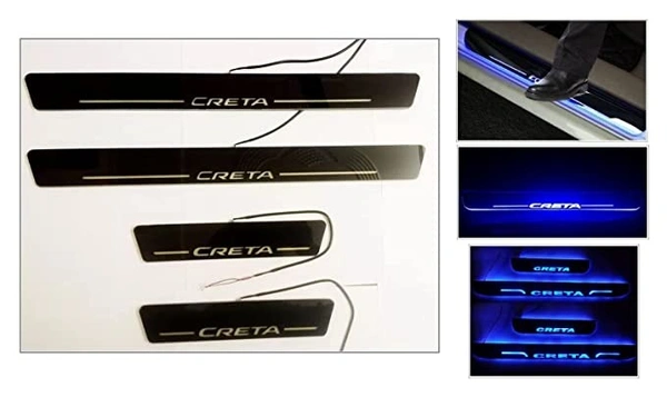 Motowav OnWheel Car Exterior Door Led Foot Step Scuff Sill Plate Compatible with Creta Old Model - Free Size, Blue, New, Plastic
