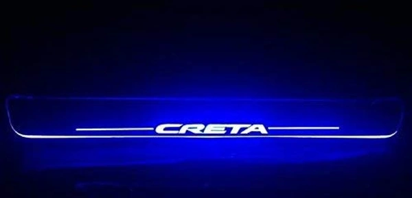 Motowav OnWheel Car Exterior Door Led Foot Step Scuff Sill Plate Compatible with Creta Old Model - Free Size, Blue, New, Plastic