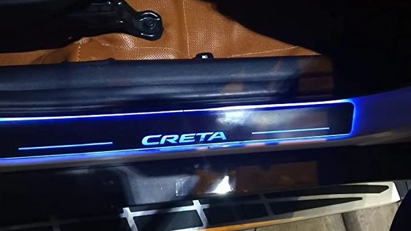 Motowav OnWheel Car Exterior Door Led Foot Step Scuff Sill Plate Compatible with Creta Old Model - Free Size, Blue, New, Plastic