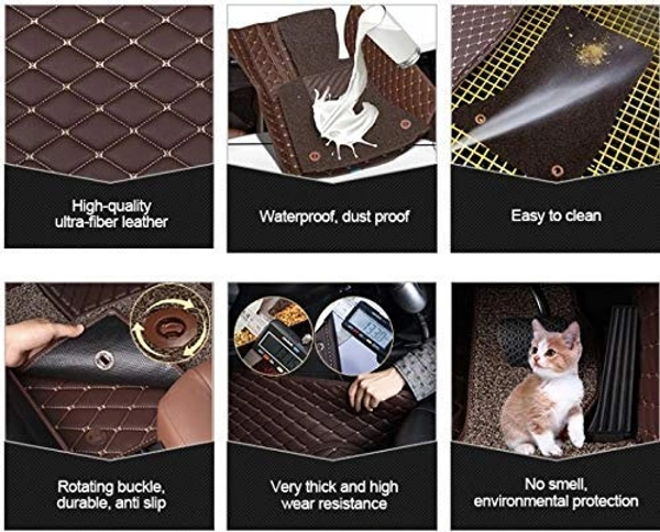 MECARNIC 7D FLOOR MATE FOR Nissan Magnite - FREE SIZE/FIT, BACK/BROWN, NEW, RUBBER