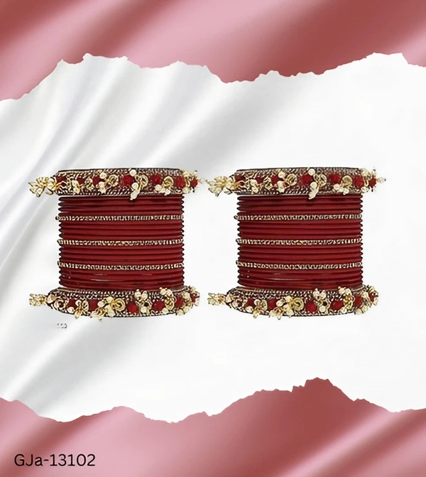 GJa-13102 Maroon Latkan Pattern Chuda set - 2.6