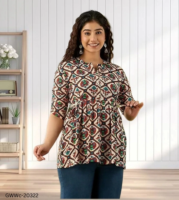 GWWc-20322 Printed Casual Top For Girls And Women - S