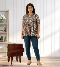 GWWc-20322 Printed Casual Top For Girls And Women - S