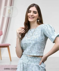 GWWa-20109 Short Sleeves Top & Bottom Sets - M