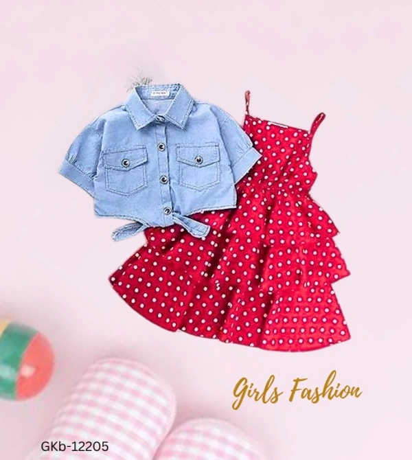 GKb-12205 Shoulder Straps Frocks For Girls - 7-8 Years