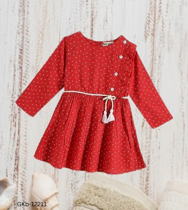 GKb-12211 Casual Wear Cotton Frock For Girls - 4-5 Years