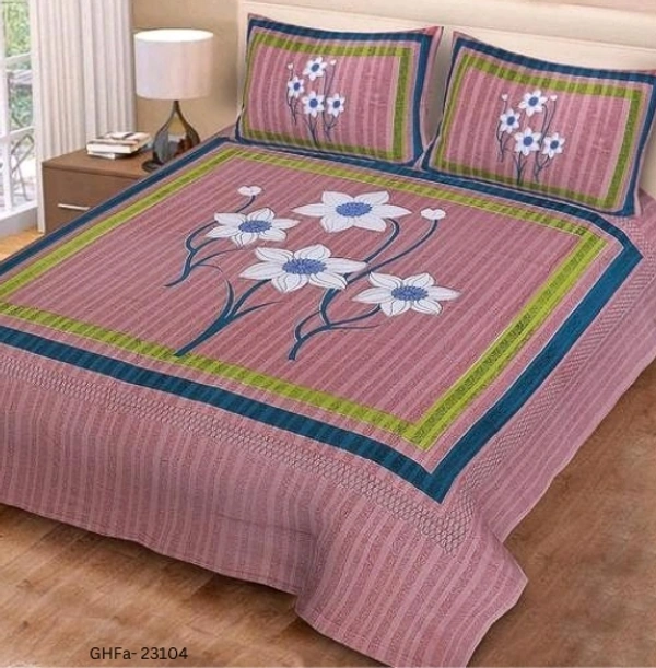GHFa-23104 Cotton Blend Bedsheet with pillow covers - Queen