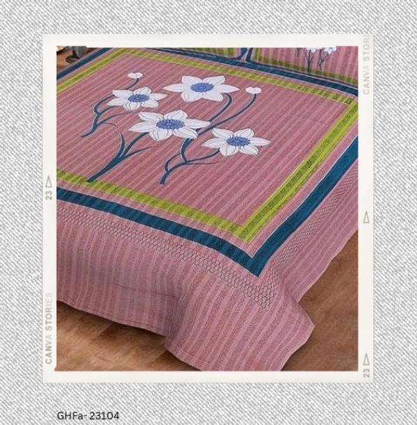 GHFa-23104 Cotton Blend Bedsheet with pillow covers - Queen