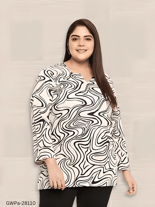 GWPa-28110 Polyester Printed Tops For & Women & Girl - 3XL