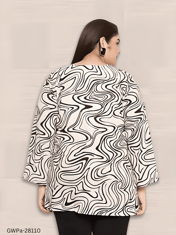 GWPa-28110 Polyester Printed Tops For & Women & Girl - 3XL