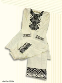 GWPa-28114 Cream Colour Cord Set With Heavy Embroidery - L