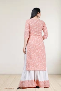 GGKc-15307 Women's Rayon Light Pink Kurta With Skirt - 3XL