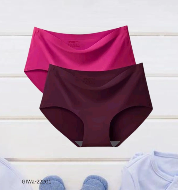 GIWb-22201 Woman Ice Silk Mid-Waist Seamless Panties - S