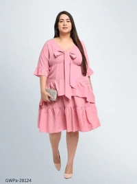 GWPa-28124 Women's Pink Dress - 3XL