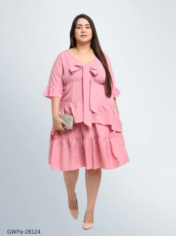 GWPa-28124 Women's Pink Dress - 3XL