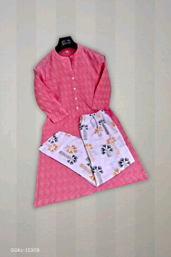GGKc- 15309 Cotton Kurti & Pant Set - M