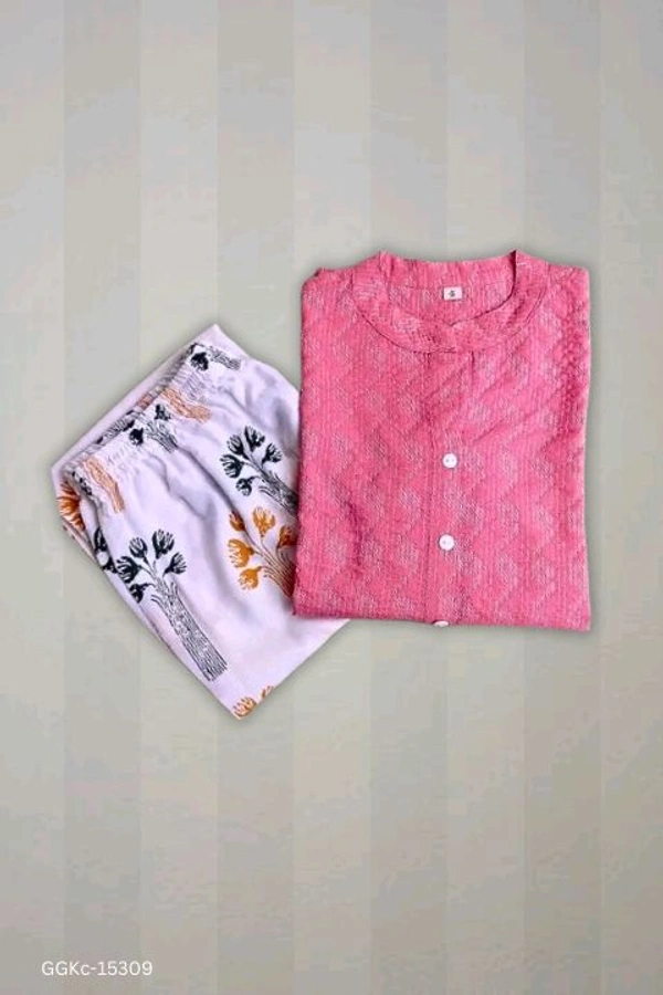 GGKc- 15309 Cotton Kurti & Pant Set - M