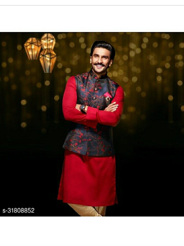 Urbane Men Ethnic Fashionable Jacket - red, M L XL XLL