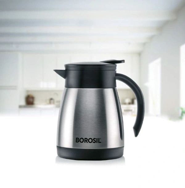 Borosil 500 ML - Stainless Steel - Vacuum Insulated Teapot Flask - Silver