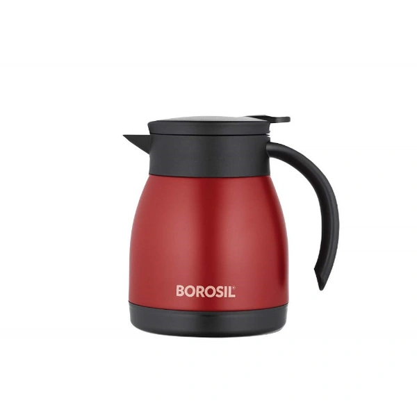 Borosil 500ML - Stainless Steel - Vacuum Insulated Teapot Flask, Red