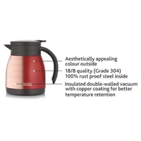 Borosil 500ML - Stainless Steel - Vacuum Insulated Teapot Flask, Red