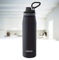 Borosil Gosport 900 ML Stainless Steel - Vacuum Insulated Flask Water Bottle, Black