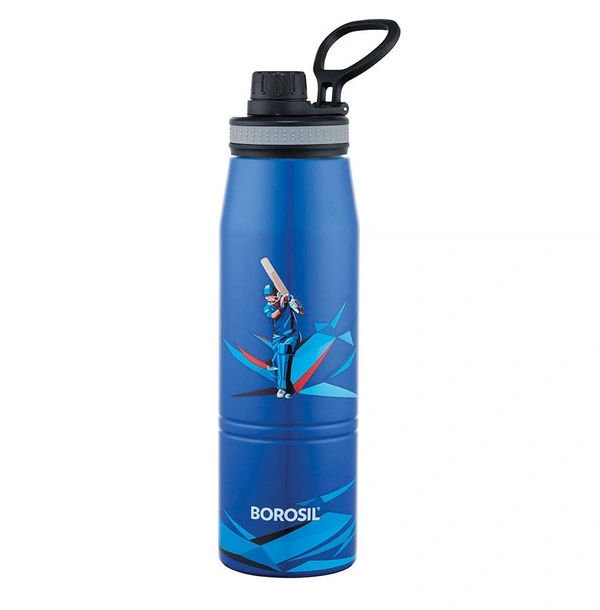 Borosil Gosport Cricket 900 ML Stainless Steel - Vacuum Insulated Flask Water Bottle, Blue
