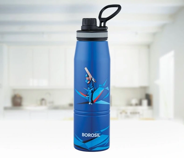 Borosil Gosport Cricket 900 ML Stainless Steel - Vacuum Insulated Flask Water Bottle, Blue