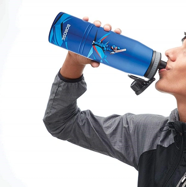 Borosil Gosport Cricket 900 ML Stainless Steel - Vacuum Insulated Flask Water Bottle, Blue