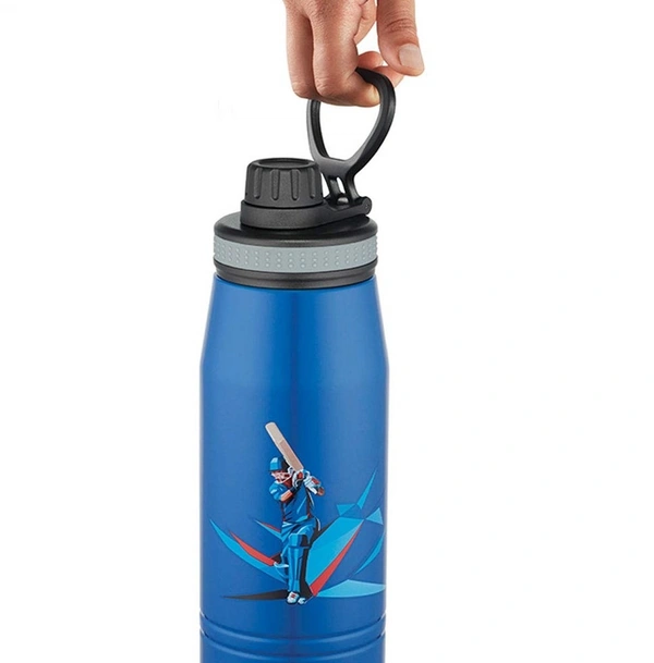 Borosil Gosport Cricket 900 ML Stainless Steel - Vacuum Insulated Flask Water Bottle, Blue