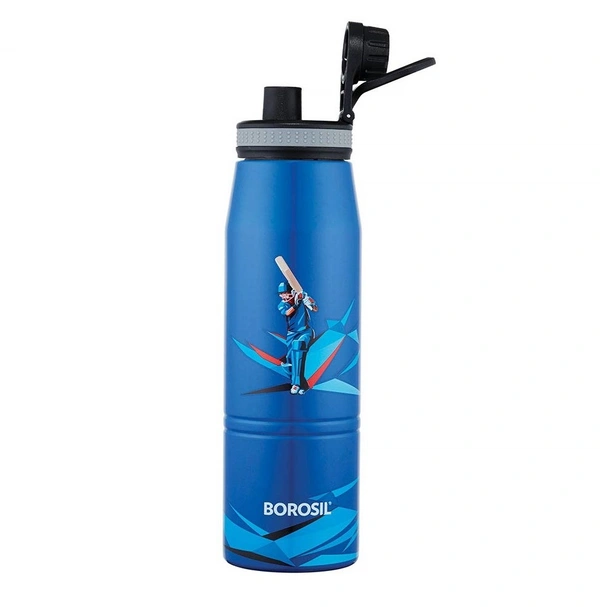 Borosil Gosport Cricket 900 ML Stainless Steel - Vacuum Insulated Flask Water Bottle, Blue