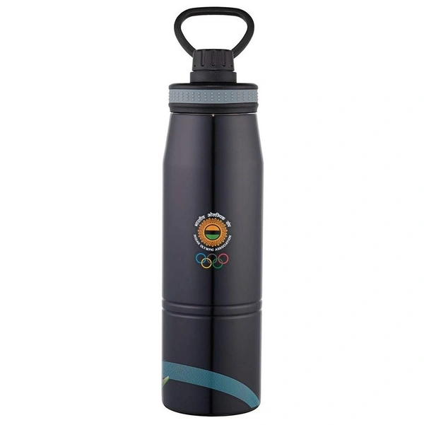 Borosil Gosport Football 900 ML Stainless Steel - Vacuum Insulated Flask Water Bottle, Black