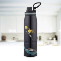 Borosil Gosport Football 900 ML Stainless Steel - Vacuum Insulated Flask Water Bottle, Black