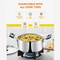 Borosil BOROSIL Cookfresh Cook and Serve Cookware - Triply Casserole With Silicon Handle & Lid - 1.12, 30.8 cm x 21 cm x 12 cm, Silver, Stainless steel Tri-ply body, Casseroles & Kadhais, 1 N SS Casserole, 1 N SS Lid, 1 N User Manual