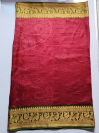 Pinkish Red saree silk plain