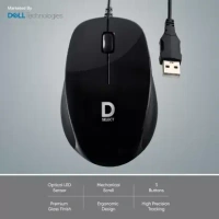DELL D SELECT Dell Exclusive Wired Mouse DS111-Black with USB Type A Connector, 1200DPi - Black