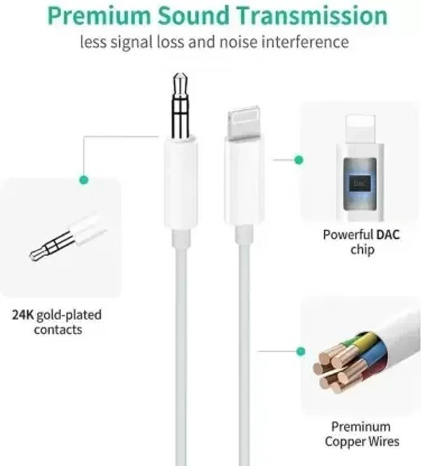 VEV JH-023 | 8 Pin to 3.5 AUX Audio Adapter Cable Cord Phone Converter (IOS) White